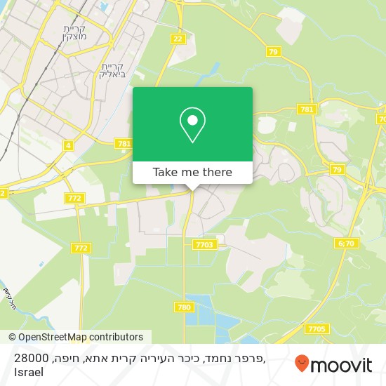 Карта פרפר נחמד, כיכר העיריה קרית אתא, חיפה, 28000