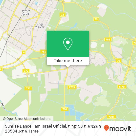 Карта Sunrise Dance Fam Israel Official, העצמאות 58 קרית אתא, 28504