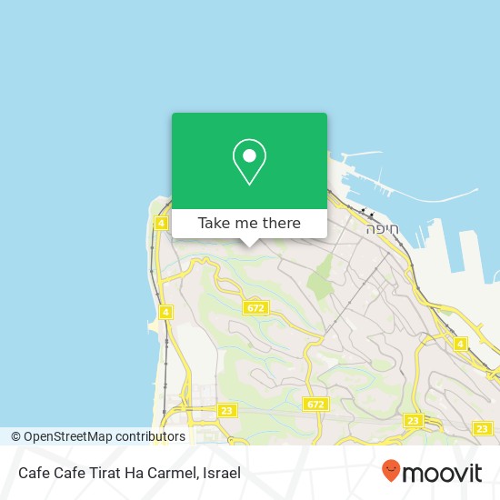 Карта Cafe Cafe Tirat Ha Carmel, ז'בוטינסקי כרמל צרפתי, חיפה, 35702