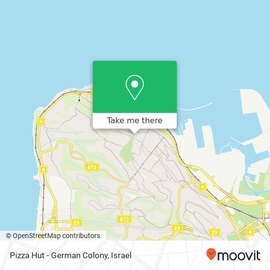 Карта Pizza Hut - German Colony, שדרות בן גוריון 53 המושבה הגרמנית, חיפה, 35663