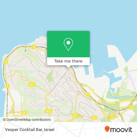 Карта Vesper Cocktail Bar, נחום דוברין עיר תחתית, חיפה, 33034