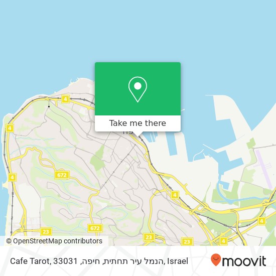 Карта Cafe Tarot, הנמל עיר תחתית, חיפה, 33031