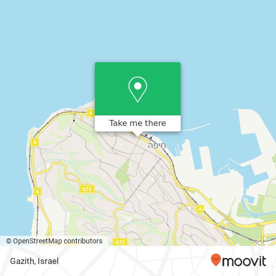 Карта Gazith, דרך יפו חיפה, חיפה, 33413