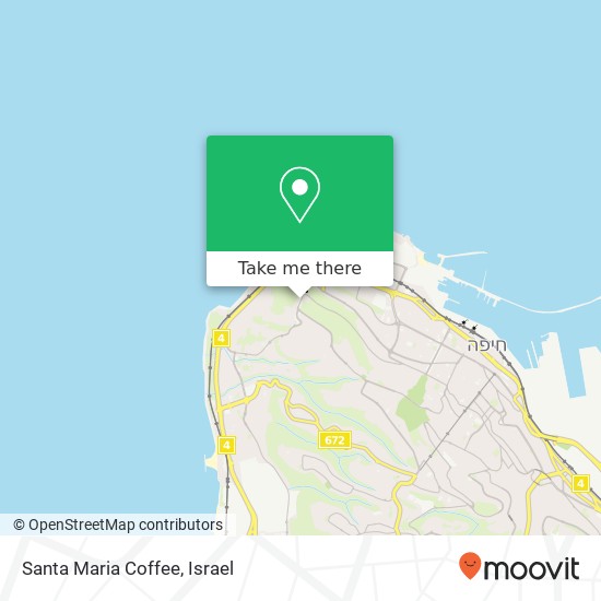 Карта Santa Maria Coffee, דרך סטלה מריס כרמל צרפתי, חיפה, 30000
