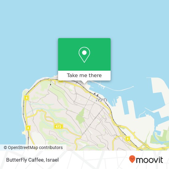 Карта ButterFly Caffee, המכס נמל חיפה, חיפה, 30000