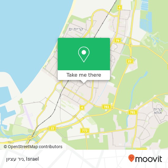 Карта ניר עציון, פ"ז קרית מוצקין, חיפה, 26000