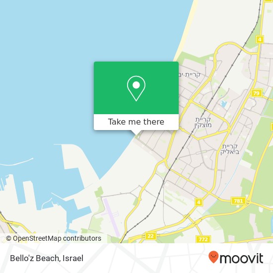 Карта Bello'z Beach, קרית חיים מערבית, חיפה, 30000 ישראל