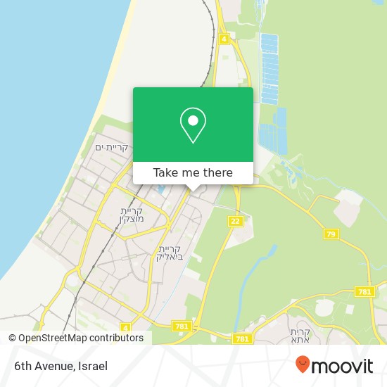 Карта 6th Avenue, קרית ביאליק, חיפה, 27000