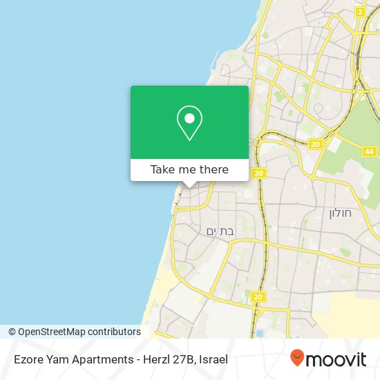 Карта Ezore Yam Apartments - Herzl 27B