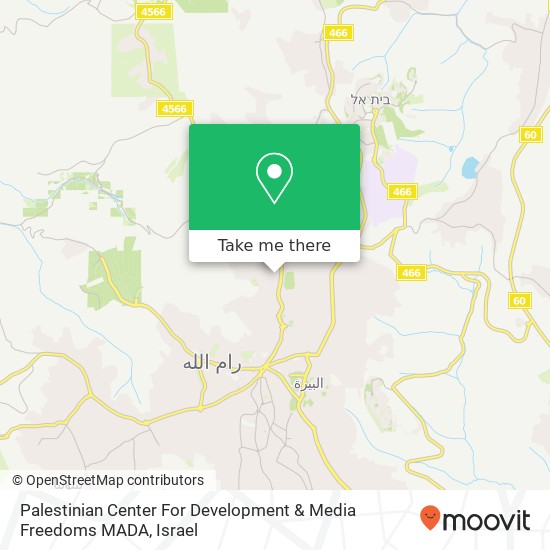 Palestinian Center For Development & Media Freedoms MADA map
