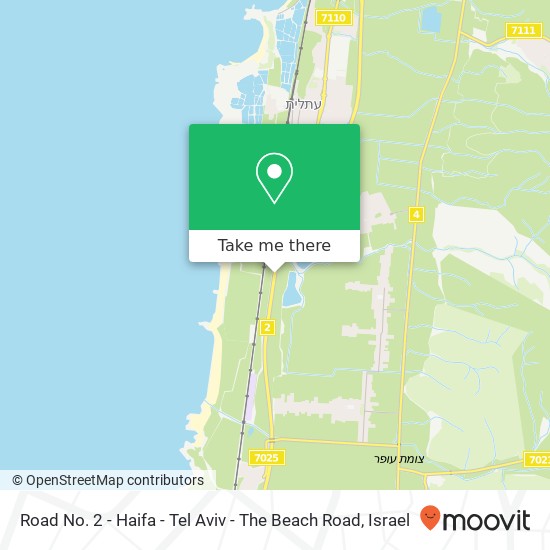 Road No. 2 - Haifa - Tel Aviv - The Beach Road map