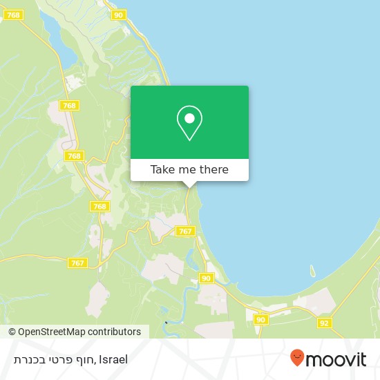 חוף פרטי בכנרת map