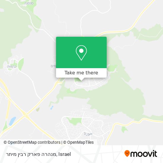 Карта מנהרה פארק רבין מיתר