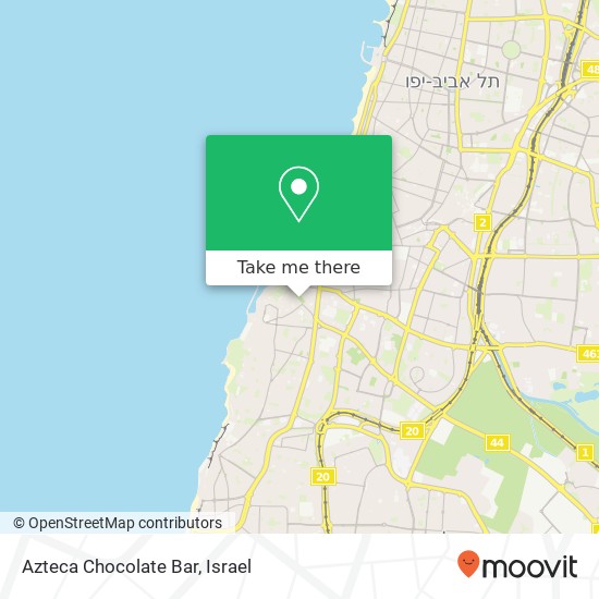 Карта Azteca Chocolate Bar, עולי ציון צפון יפו, תל אביב-יפו, 68025