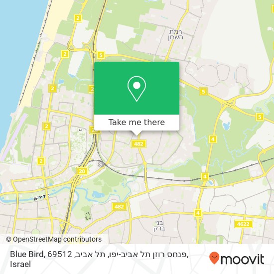 Карта Blue Bird, פנחס רוזן תל אביב-יפו, תל אביב, 69512