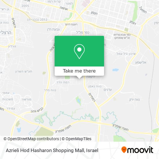 Azrieli Hod Hasharon Shopping Mall map