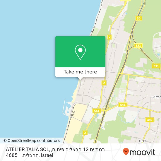 Карта ATELIER TALIA SOL, רמת ים 12 הרצליה פיתוח, הרצליה, 46851
