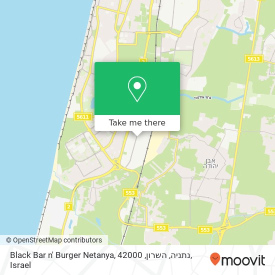 Карта Black Bar n' Burger Netanya, נתניה, השרון, 42000