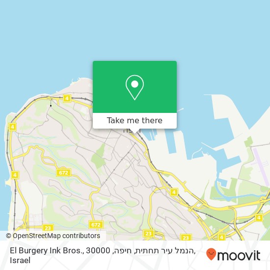 El Burgery Ink Bros., הנמל עיר תחתית, חיפה, 30000 map