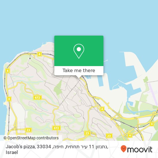 Карта Jacob's pizza, נתנזון 11 עיר תחתית, חיפה, 33034