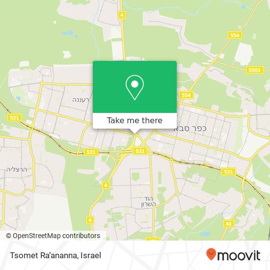 Карта Tsomet Ra‘ananna