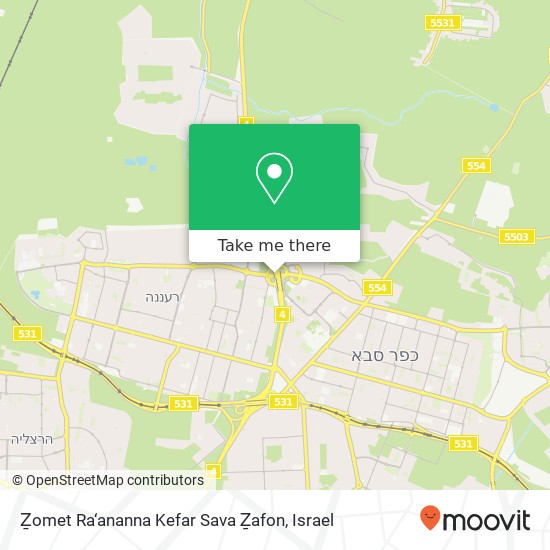 Ẕomet Ra‘ananna Kefar Sava Ẕafon map