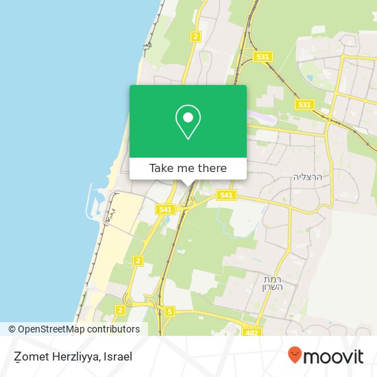 Карта Ẕomet Herzliyya