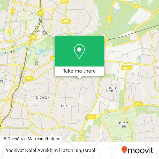 Карта Yeshivat Kolel Avrekhim H̱azon Ish