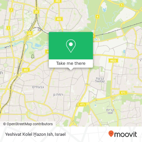 Карта Yeshivat Kolel H̱azon Ish