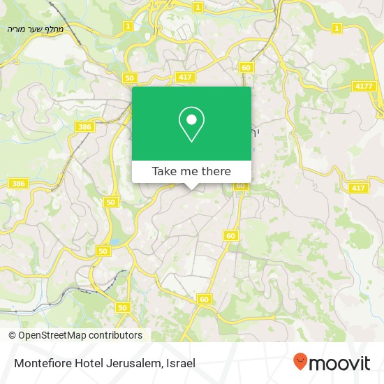 Montefiore Hotel Jerusalem map