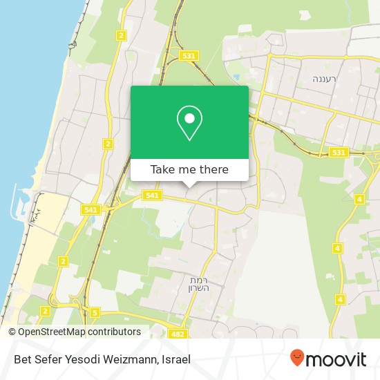 Карта Bet Sefer Yesodi Weizmann