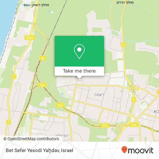 Карта Bet Sefer Yesodi Yaẖdav