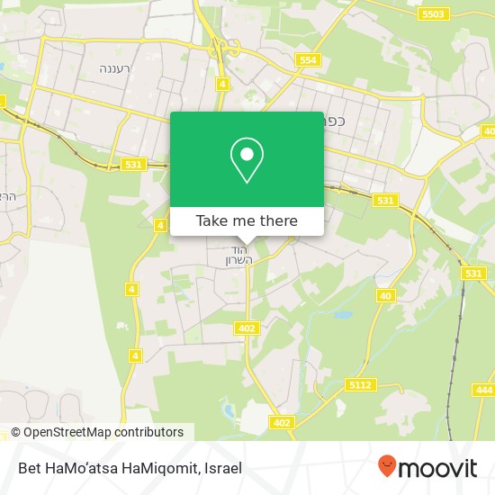 Карта Bet HaMo‘atsa HaMiqomit