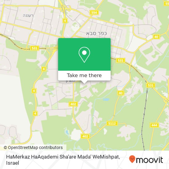 Карта HaMerkaz HaAqademi Sha‘are Mada‘ WeMishpat