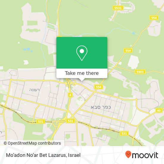 Карта Mo‘adon No‘ar Bet Lazarus