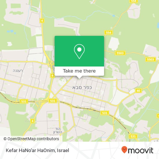 Карта Kefar HaNo‘ar HaOnim