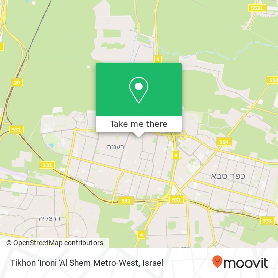 Карта Tikhon ‘Ironi ‘Al Shem Metro-West