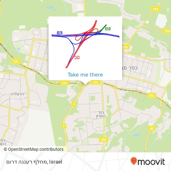 מחלף רעננה דרום map