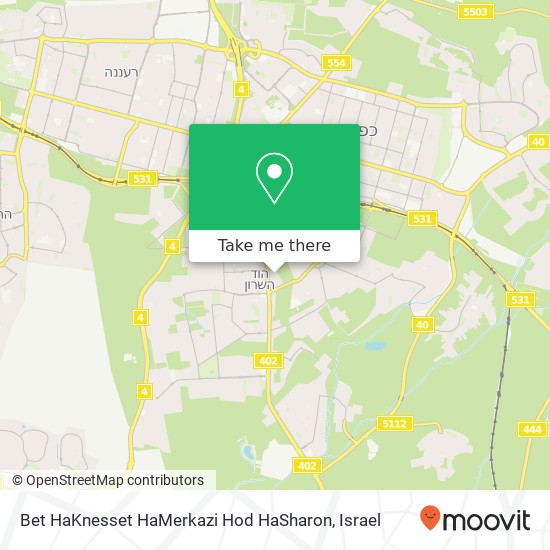 Карта Bet HaKnesset HaMerkazi Hod HaSharon