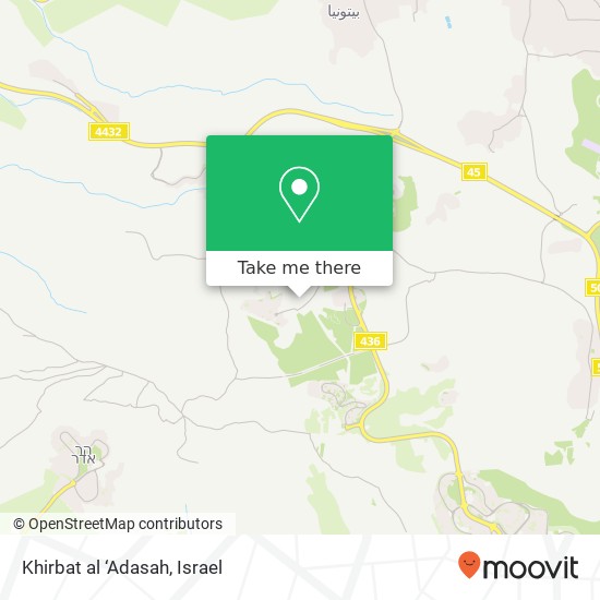 Карта Khirbat al ‘Adasah
