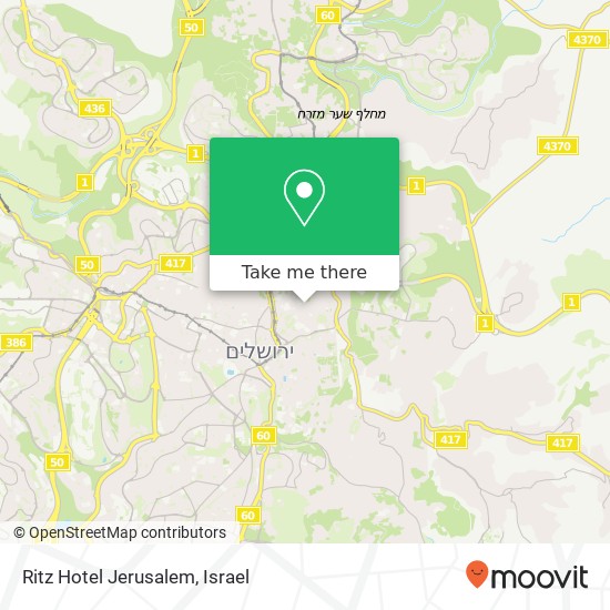 Ritz Hotel Jerusalem map