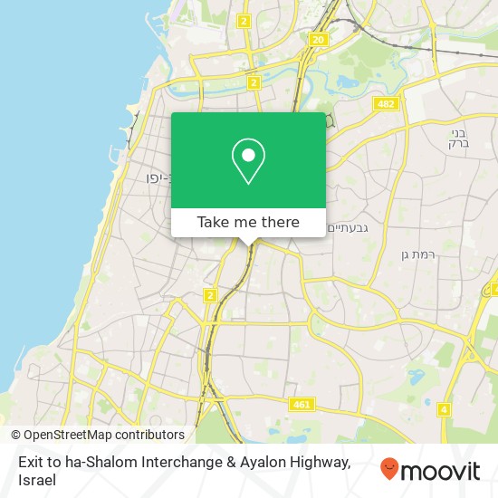 Exit to ha-Shalom Interchange & Ayalon Highway map