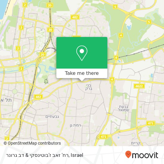 רח' זאב ז'בוטינסקי & דב גרונר map