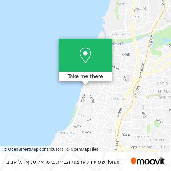 Карта שגרירות ארצות הברית בישראל סניף תל אביב