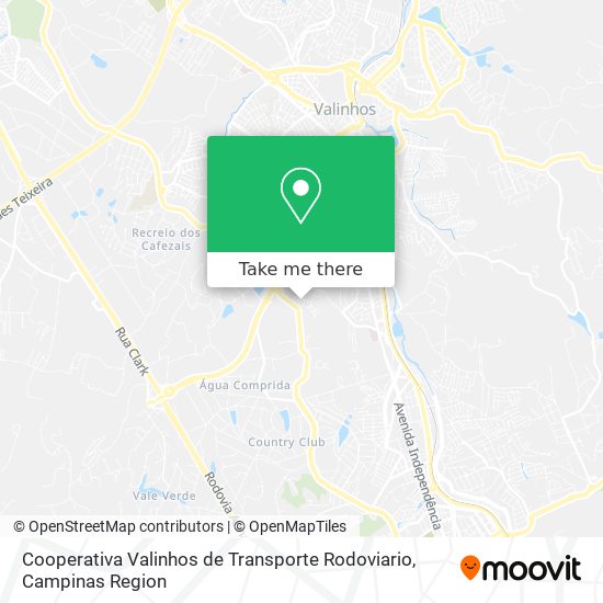 Cooperativa Valinhos de Transporte Rodoviario map