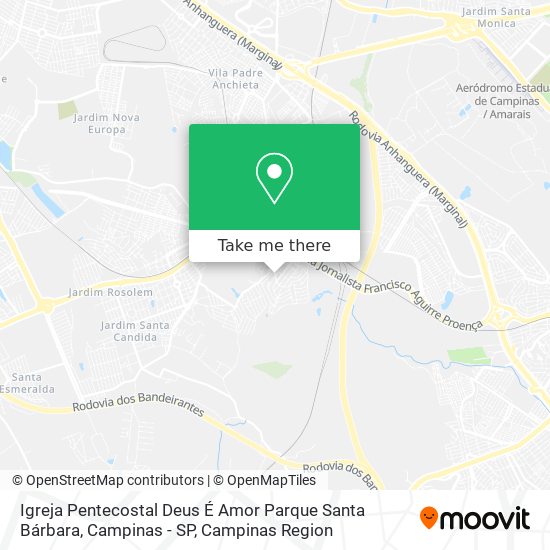 Mapa Igreja Pentecostal Deus É Amor Parque Santa Bárbara, Campinas - SP