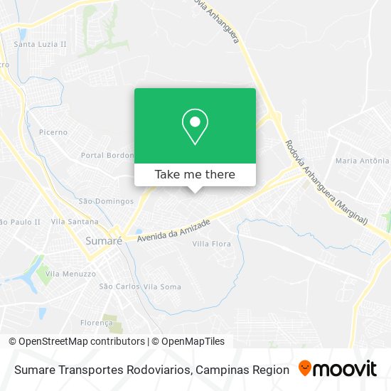 Sumare Transportes Rodoviarios map