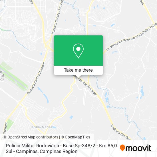 Polícia Militar Rodoviária - Base Sp-348 / 2 - Km 85,0 Sul - Campinas map