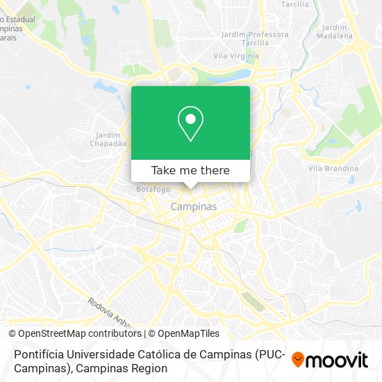 Mapa Pontifícia Universidade Católica de Campinas (PUC-Campinas)