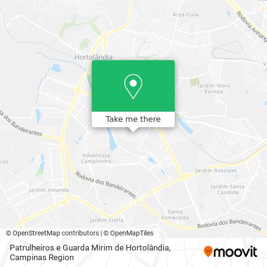 Mapa Patrulheiros e Guarda Mirim de Hortolândia